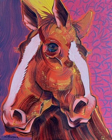 Peinture intitulée "Cheval" par Laurent Messager, Œuvre d'art originale, Huile Monté sur Châssis en bois