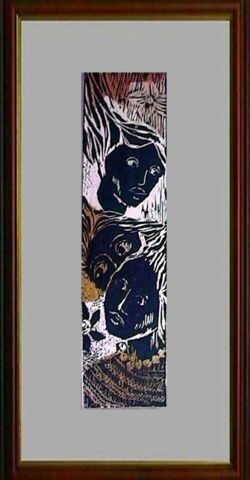 Impressões e gravuras intitulada "28_Mulheres 3" por Maria Lucia Pacheco, Obras de arte originais, Xilogravura