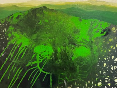 Collagen mit dem Titel "Grüne Hölle I" von Peter Lang, Original-Kunstwerk, Collagen