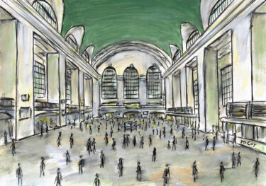 Grand Central Train Station, New York Рисунок под названием "Grand Central Train…" - Kirstin Mccoy, Подлинное произведение искусства, Акрил