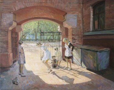 Подружки детства Painting titled "Подружки детства" by Aleksey Korabelnikov, Original Artwork, Acrylic