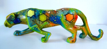 Sculpture panthère pop art : Statue résine Panther & Colors 雕塑 标题为“Sculpture panthère…” 由Pvettese, 原创艺术品, 喷漆