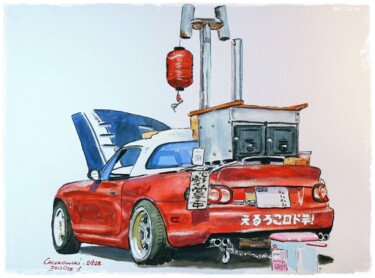 Sports car Mazda Roadster 2 Painting titled "Sports car Mazda Ro…" by Leszek Gaczkowski, Original Artwork, Watercolor