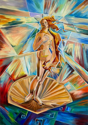 Painting titled "Рождение или Переро…" by Marina Sholokhova, Original Artwork, Oil Mounted on Wood Stretcher frame