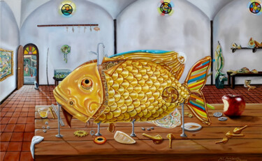 Hidromecanic Fish Pittura intitolato "Hidromecanic Fish" da Nil Cavalcante, Opera d'arte originale, Olio