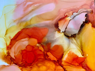 Painting titled "Texas Sunset" by Heather Prall, Original Artwork, Ink Mounted on Other rigid panel