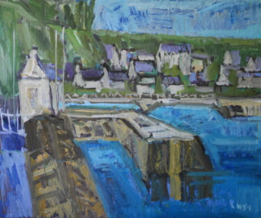 le blavet st caradec hennebont Peinture intitulée "le blavet st carade…" par Gildas Cadic, Œuvre d'art originale, Huile