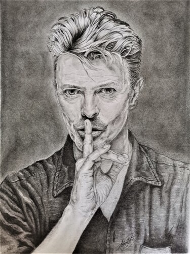「Retrato David Bowie」というタイトルの描画 Francisco Martinによって, オリジナルのアートワーク, 鉛筆