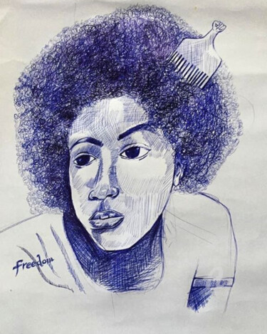 제목이 "Freedom"인 그림 Kwesi Ofori Appiah로, 원작, 볼펜