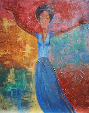 绘画 标题为“La Danseuse” 由Anne Gobin, 原创艺术品, 丙烯 安装在木质担架架上
