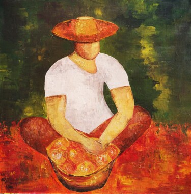 绘画 标题为“Le Péruvien” 由Anne Gobin, 原创艺术品, 丙烯 安装在木质担架架上