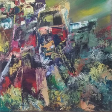Peinture intitulée "La Falaise des anci…" par Isabelle Ilic, Œuvre d'art originale, Huile