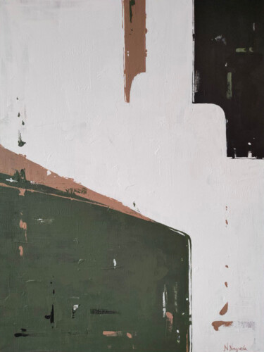Abstraction with green Painting titled "Abstraction with gr…" by Anastasiya Nagaeva, Original Artwork, Acrylic