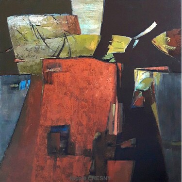 Schilderij getiteld "Kimono Aki Koyo" door Nicole Chesny, Origineel Kunstwerk, Acryl Gemonteerd op Frame voor houten brancard