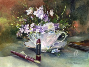 Peinture intitulée ""Inspiration"" par Sylvie Vernageau, Œuvre d'art originale, Gouache