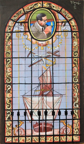 Schilderij getiteld "N° 1205  La Rochell…" door R. Cavalié, Origineel Kunstwerk, Olie Gemonteerd op Frame voor houten branca…