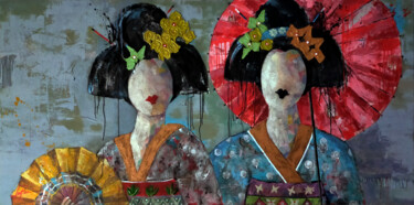 绘画 标题为“SERIE GEISHA 00072” 由Josep Pozo, 原创艺术品, 丙烯 安装在木板上