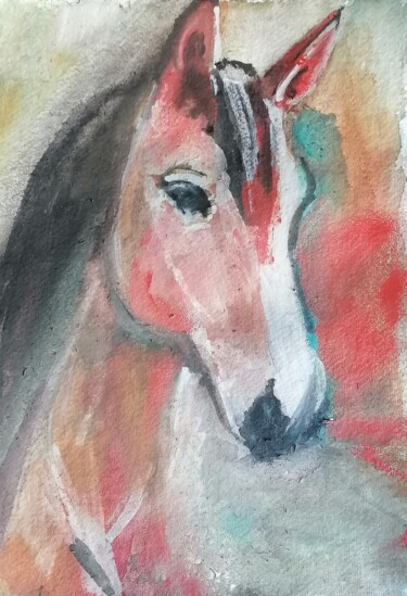Peinture intitulée "Poulain" par Valérie Blum (Valery), Œuvre d'art originale, Aquarelle