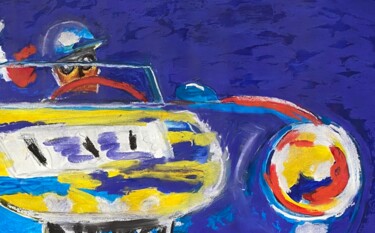 Malerei mit dem Titel "Race" von Peter Lang, Original-Kunstwerk, Pastell