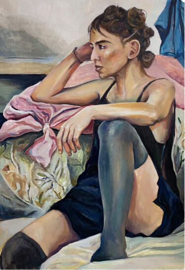 Peinture intitulée "Model" par Anastazja Dżupina, Œuvre d'art originale, Huile