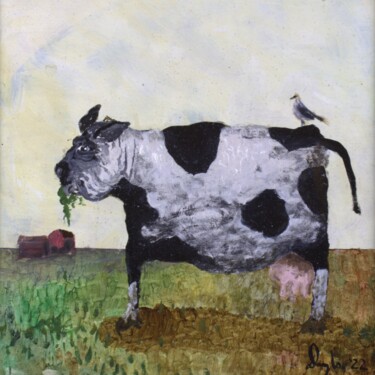 Dairy Cow and Companion Peinture intitulée "Dairy Cow and Compa…" par Douglas Black, Œuvre d'art originale, Huile