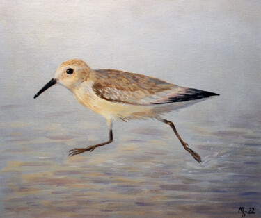 Bird. Sandpiper. Peinture intitulée "Bird. Sandpiper." par Mariya Smirnova, Œuvre d'art originale, Acrylique Monté sur Carton
