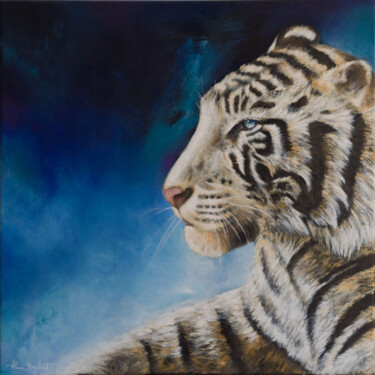 Tigre blanc Peinture intitulée "Tigre blanc" par Alex Boulant, Œuvre d'art originale, Huile