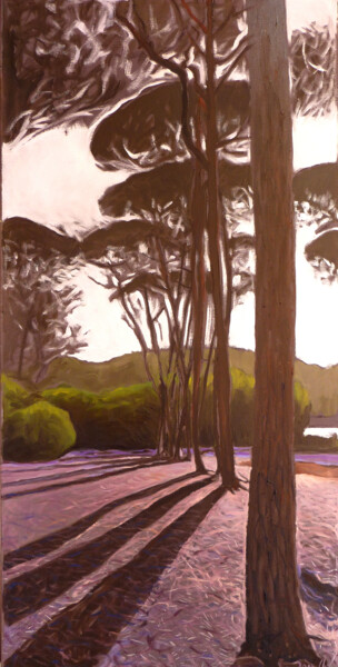 Peinture intitulée "pinède plage d'Arge…" par Jean-Charles Dutelle, Œuvre d'art originale, Huile Monté sur Châssis en bois
