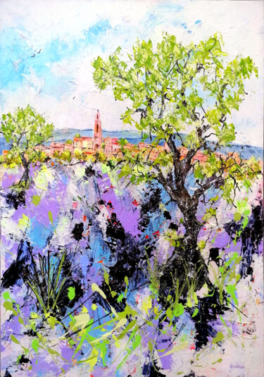 Peinture intitulée "Le village" par Jean-Pierre Borderie, Œuvre d'art originale, Acrylique Monté sur Châssis en bois