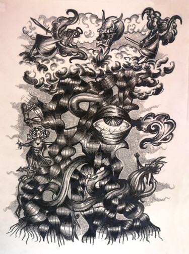 图画 标题为“Croquis Arbre” 由Hugues Wartelle, 原创艺术品, 铅笔