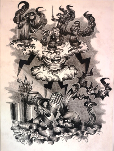 图画 标题为“Croquis Phare” 由Hugues Wartelle, 原创艺术品, 铅笔