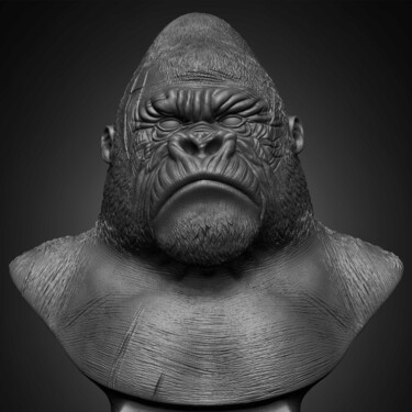 Digital Arts titled "Silverback Gorilla…" by Yacine Brinis, Original Artwork, 3D Modeling