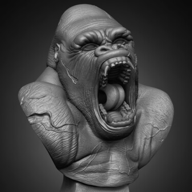 Digital Arts titled "King Gorilla Predat…" by Yacine Brinis, Original Artwork, 3D Modeling
