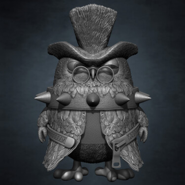 Digital Arts titled "Owlpheus Angry Bird…" by Yacine Brinis, Original Artwork, 3D Modeling
