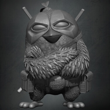 Digital Arts titled "Red Angry Birds Mas…" by Yacine Brinis, Original Artwork, 3D Modeling