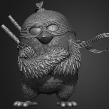 Digital Arts titled "Red Angry Birds Mas…" by Yacine Brinis, Original Artwork, 3D Modeling
