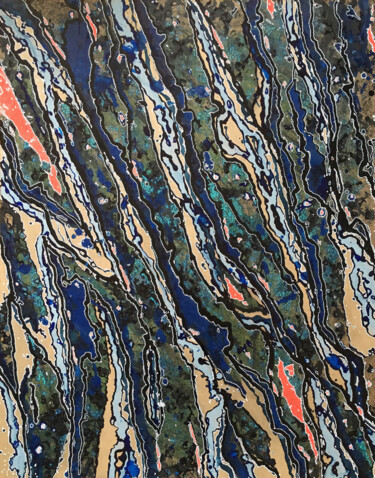 Painting titled "GraphicBark28" by Xaro, Original Artwork, Acrylic Mounted on Wood Panel