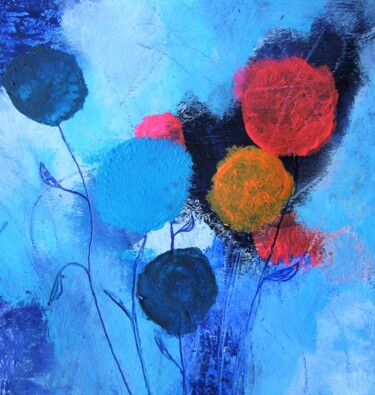 Schilderij getiteld "No. 3 flowers" door Meike Van Riel, Origineel Kunstwerk, Acryl