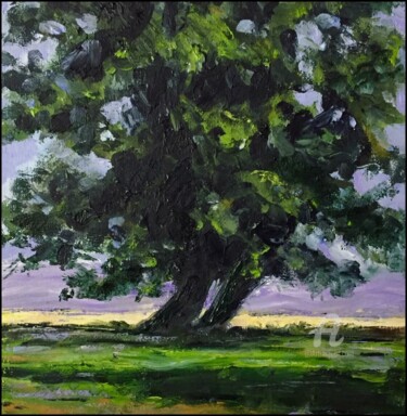 Malarstwo zatytułowany „Aux grands arbres” autorstwa Erik Rabot, Oryginalna praca, Olej Zamontowany na Karton