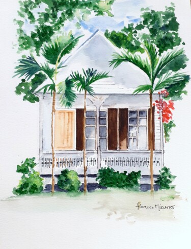 Aquarelle maison des iles Peinture intitulée "Aquarelle maison de…" par Florence Mignot, Œuvre d'art originale, Aquarelle