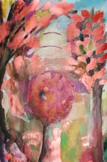 Peinture intitulée "Le petit arbre" par Valérie Blum (Valery), Œuvre d'art originale, Aquarelle