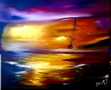 Peinture intitulée "Message from.the sk…" par Pascal Jung, Œuvre d'art originale, Huile