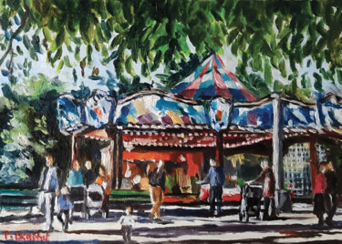 Peinture intitulée "Le manège du parc" par Pascal Brachet, Œuvre d'art originale, Huile