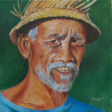 Peinture intitulée "chapeau de paille!" par Anne-Frédérique Ferret, Œuvre d'art originale, Huile