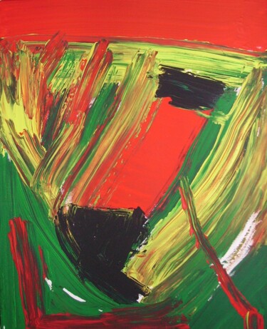 Pittura intitolato "blood on a green" da Jeremy Zixxon, Opera d'arte originale, Acrilico