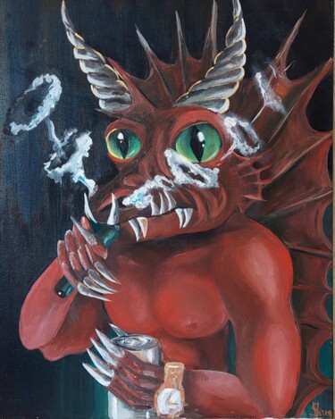 绘画 标题为“Dragon” 由Svetlana Viter, 原创艺术品, 油 安装在木质担架架上
