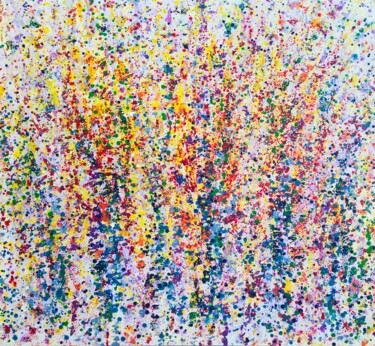 Painting titled "Rainbow-colored rain" by Liubov Kondratovich, Original Artwork, Acrylic