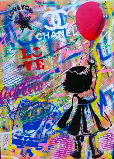 Graffiti Girl Painting titled "Graffiti Girl" by Fabrice Hubert, Original Artwork, Acrylic Mounted on Wood Stretcher frame