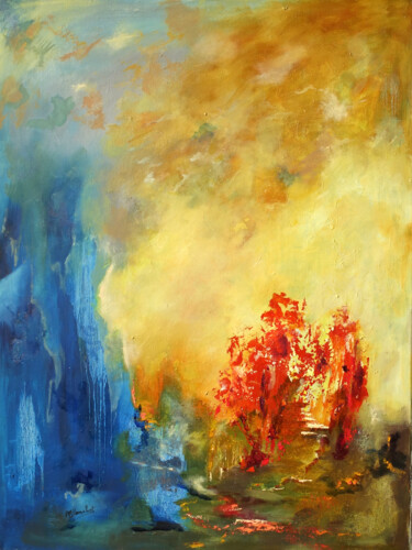 Peinture intitulée "flamboyant III" par Monique Blanchet, Œuvre d'art originale, Huile