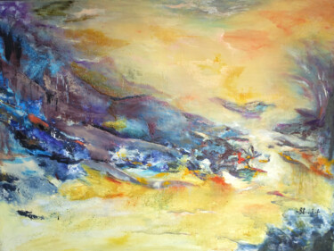 Peinture intitulée "partir !!" par Monique Blanchet, Œuvre d'art originale, Huile